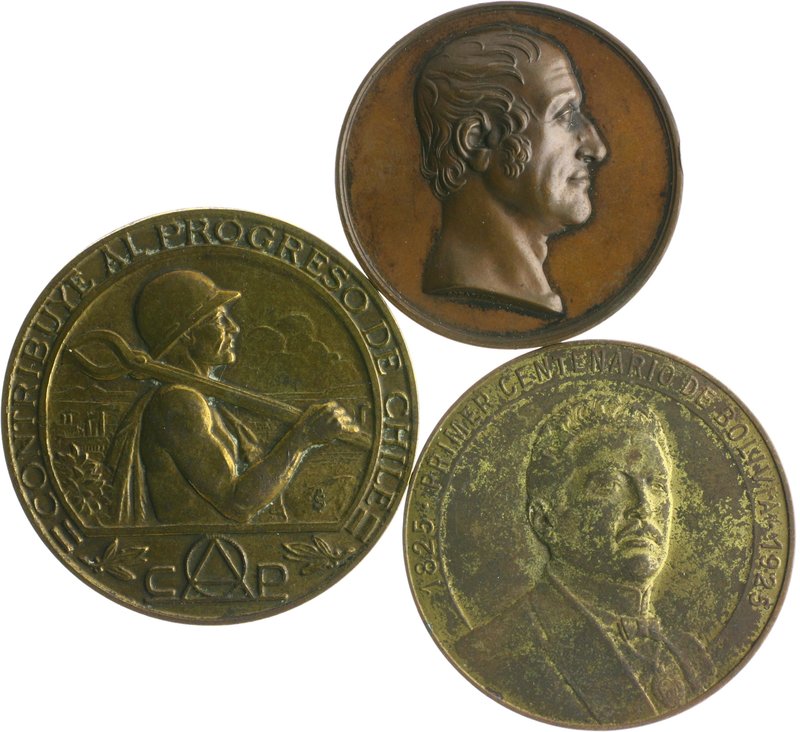 - Bergbau - Ausland - Lots Lot von 3 Stücken: Bronzemedaille 1829 (v. Donadio) a...