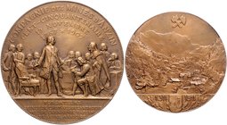 - Bergbau - Ausland - Lots Lot von 2 Bronzemedaillen: 1907 (v. Theunissen) a.d. 150-jährige Jubiläum der Grube Anzin und 1911 (v. F.K.) auf 600 Jahre ...