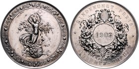 - Jugendstil Silbermedaille 1903 (v. Oertel) Bindekunst-Preis J. Olbertz-Erfurt 
ber., i. Orig.Etui 50,5mm 50,2g vz
