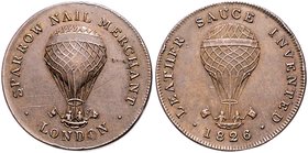 - Luftfahrt Bronzemedaille 1826 a.d. Ballonaufstieg bei Oxford durch Charles Green, mit seinem Passagier Sparrow. Malpas 31. 
23,4mm 5,0g vz