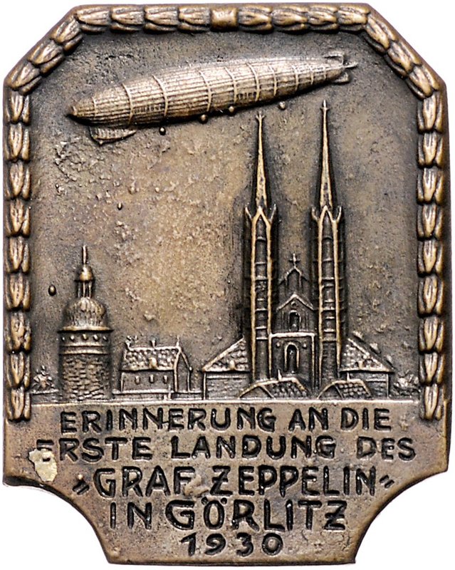 - Luftfahrt Messing-Plakette 1930 (v. Hofstätter, Bonn) a.d. Landung des 'LZ 127...