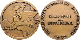 - Luftfahrt Bronzegussmedaille 1930 a.d. Internationalen Rundflug des AERO-Clubs von Deutschland Kai. 1007. 
91,4mm 213,7g vz