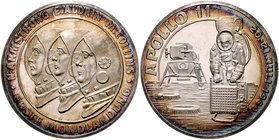 - Luftfahrt Silbermedaille 1969 auf Apollo 11 und die erste Mondlandung Kai. 2033. 
40,1 mm 29,5 g PP