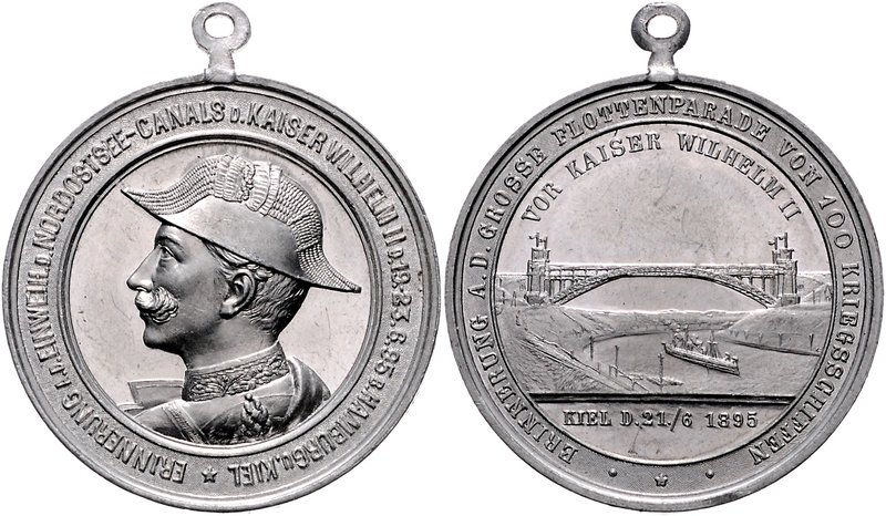- Nord-Ostsee-Kanal Aluminium-Medaille 1895 (unsign.) a.d. Internationale Flotte...