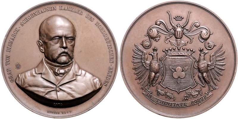 - Personen - Bismarck, Otto von 1815-1898 Bronzemedaille 1870 (v. Hugues Bovy) a...