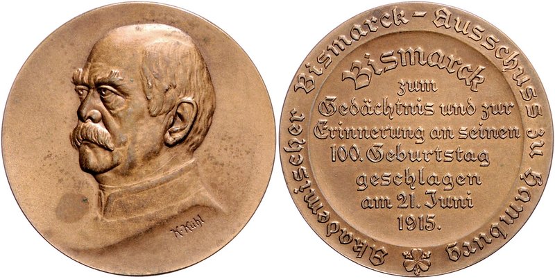 - Personen - Bismarck, Otto von 1815-1898 Lot von 3 Stücken: Zinnmedaille 1885 (...