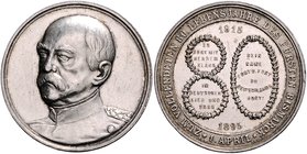 - Personen - Bismarck, Otto von 1815-1898 Silbermedaille 1895 (v. Drentwett) auf seinen 80. Geburtstag Bennert 144. Slg. Bö. 5340. 
34,3mm 17,2g ss-v...