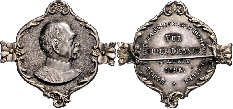 - Personen - Bismarck, Otto von 1815-1898 Brosche 1895 Silber Treueprämie der Sc...