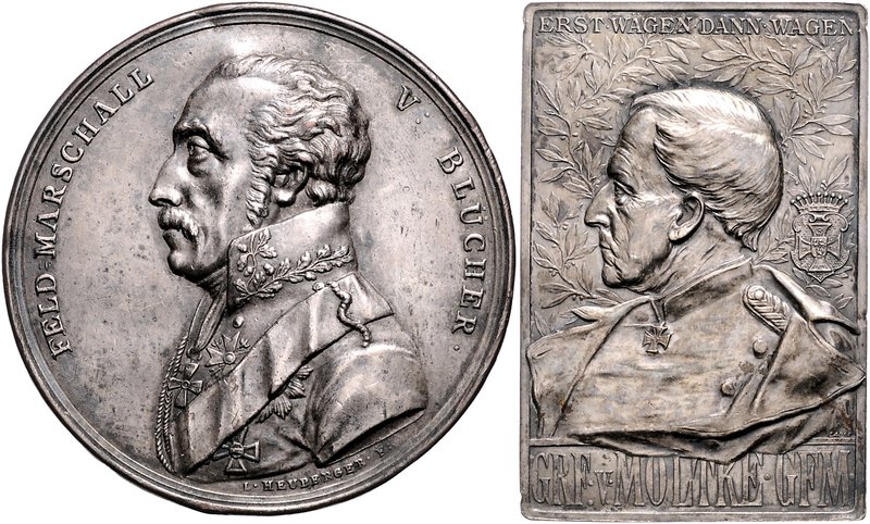 - Personen - Blücher, Gebhard L. von 1742-1819 Lot von 2 Stücken: Einseitiger Si...