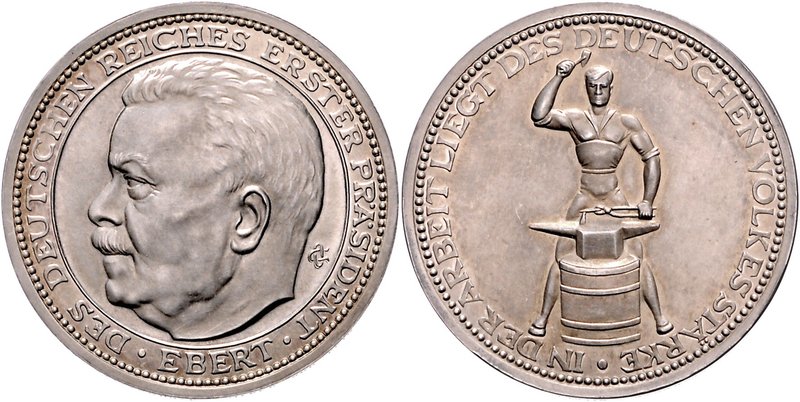 - Personen - Ebert, Friedrich 1871-1925 Silbermedaille o.J. auf Deutschlands ers...
