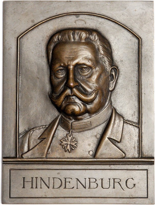- Personen - Hindenburg, Paul v. 1847-1934 Bronze-Plakette o.J. (v. A. Schabel) ...