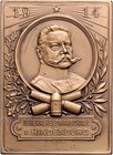 - Personen - Hindenburg, Paul v. 1847-1934 Bronze-Plakette 1914 einseitig (v. M.&W.) a.d. Generalfeldmarschall Kaiser (M+W) 156a. 
49,2x67,5mm 79,6g ...