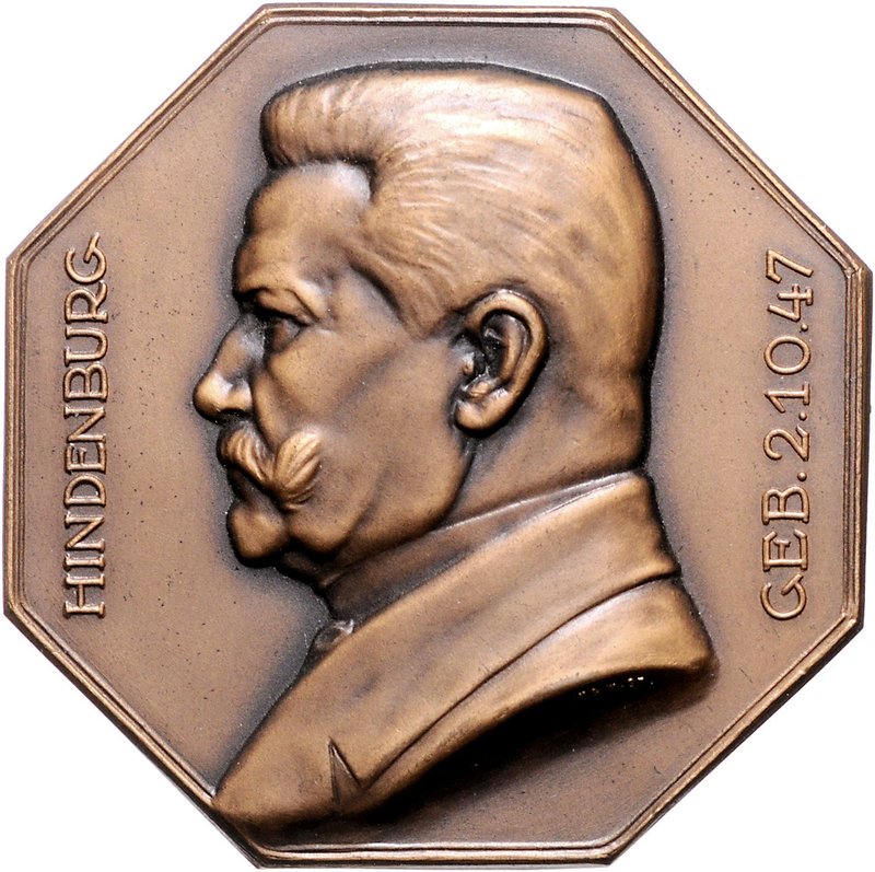 - Personen - Hindenburg, Paul v. 1847-1934 Bronze-Plakette o.J. einseitig (v. M....