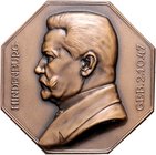- Personen - Hindenburg, Paul v. 1847-1934 Bronze-Plakette o.J. einseitig (v. M.&W.) Portrait mit Geburtsdatum Kaiser (M+W) 199 (Vs). 
57,0x57,0mm 92...