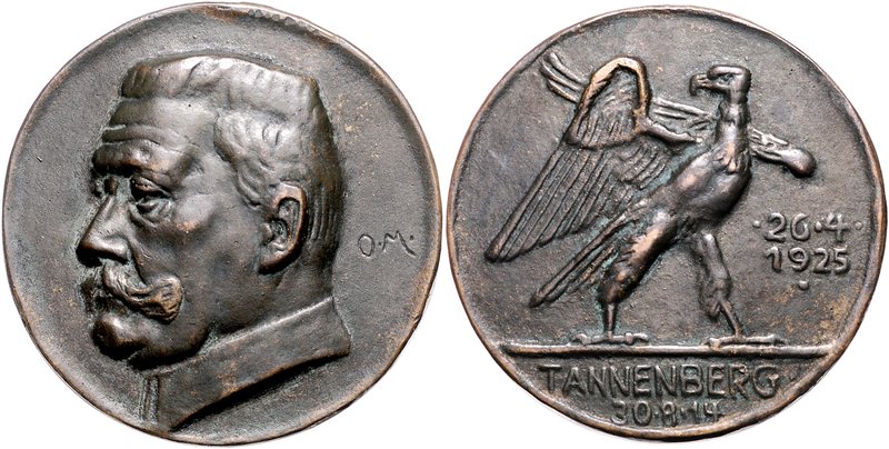 - Personen - Hindenburg, Paul v. 1847-1934 Bronzegussmedaille 1925 (v. O.M.=Otto...