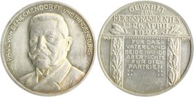 - Personen - Hindenburg, Paul v. 1847-1934 Silbermedaille 1925 (v. Lauer) auf seine Wahl zum Reichspräsidenten, i.Rd: 990 
32,9mm 14,6g vz-
