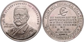 - Personen - Hindenburg, Paul v. 1847-1934 Marke o.J. versilbert (v. Hezinger, Crimmitschau) der Firma Curt Holzberger, Stanzwerk Kötzschenbroda/Sachs...