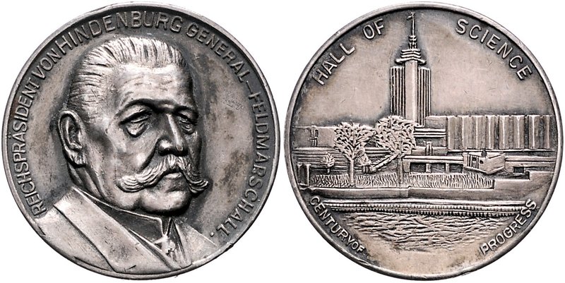 - Personen - Hindenburg, Paul v. 1847-1934 Lot von 2 Bronzemedaillen (1x versilb...