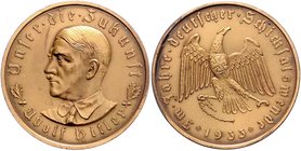 - Personen - Hitler, Adolf 1889-1945 Bronzemedaille 1933 (v. Glöckler unsign.) 'Im Jahre Deutscher Schicksalswende', i.Rd: BAYER. HAUPTMÜNZAMT Colb./H...