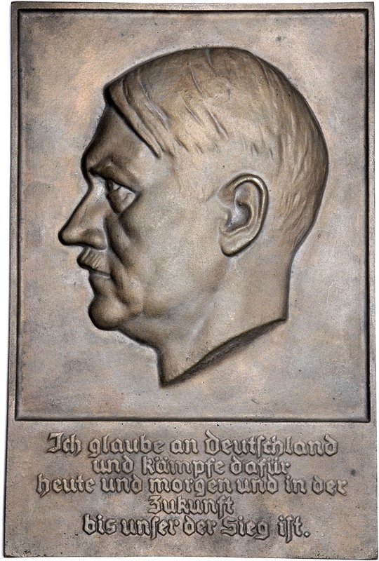 - Personen - Hitler, Adolf 1889-1945 Bronzegussplakette 1933 Kopf-Relief n.l., i...
