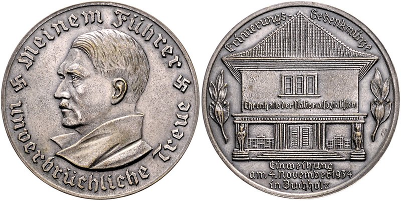 - Personen - Hitler, Adolf 1889-1945 Versilberte Medaille 1934 a.d. Einweihung d...