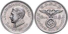 - Personen - Hitler, Adolf 1889-1945 Aluminium-Medaille o.J. Deutschland erwache, Kampfspende / N.S.D.A.P. Hitlerbew. Ein Baustein, Gau N.Ö. Colb./Hyd...