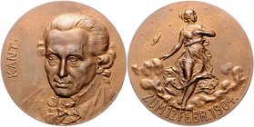 - Personen - Kant, Immanuel 1724-1804 Bronzemedaille 1904 (v. Wolff/ Werner u. Söhne, Berlin) auf seinen 100. Todestag 
50,0mm 60,8g f.st