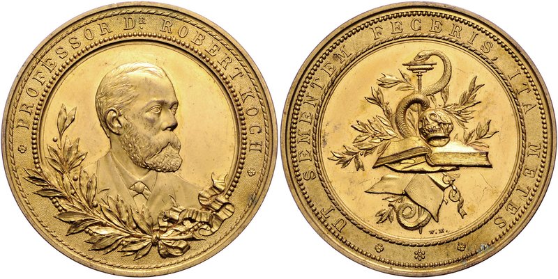 - Personen - Koch, Robert 1843-1910 Vergoldete Medaille o.J. (v. M.&W.) a.d. Med...