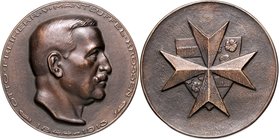 - Personen - Manteuffel, Otto Frh. v. 1844-1913 Bronzemedaille o.J. (unsign.) a.d. konservativen preussischen Politiker 
90,5mm 314,7g vz