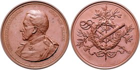 - Personen - Moltke, Helmuth Graf v. 1800-1891 Bronzemedaille o.J. (v. Lauer) auf sein 70-jähriges Dienstjubiläum Lange 1080. 
50,3mm 47,0g vz+