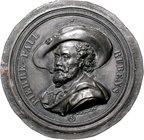 - Personen - Rubens, Peter-Paul 1577-1640 Kupfer-Klischee o.J. Abschlag der Vorderseite der Medaille v. L.J. Hart zu seinem 200. Todestag 
79,3mm 7,8...