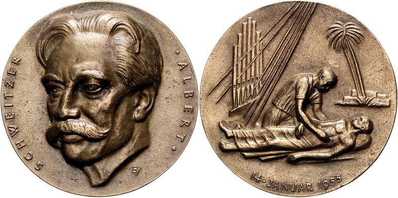 - Personen - Schweitzer, Albert 1875-1965 Bronzegussmedaille 1955 (v. B. Eyerman...