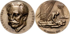 - Personen - Schweitzer, Albert 1875-1965 Bronzegussmedaille 1955 (v. B. Eyermann) auf seinen 80. Geburtstag am 14. Januar 1955 
84,0mm 214,9g gussfr...