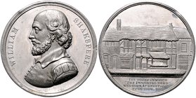 - Personen - Shakespeare, William 1564-1616 Zinnmedaille 1847 (v. Allen & Moore) auf sein Geburtshaus in Stafford Wurzbach 8417. 
38,7mm 14,7g vz-st