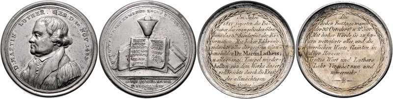- Reformation Steckmedaille 1817 aus Zinn (v. Stettner) a.d. 300-Jahrfeier der R...
