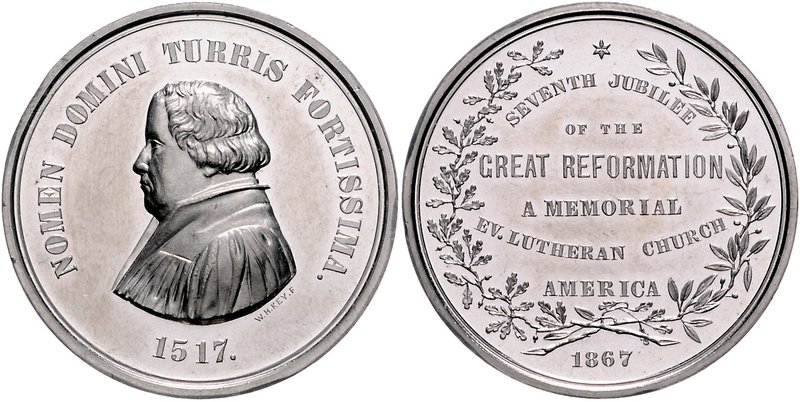 - Reformation Zinnmedaille 1867 (v. W.H. Key) SEVENTH JUBILEE OF THE GREAT REFOR...