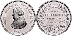 - Reformation Zinnmedaille 1867 (v. W.H. Key) SEVENTH JUBILEE OF THE GREAT REFORMATION A MEMORIAL EV. LUTHERAN CHURCH AMERICA Whiting 736. Brozatus -....