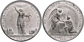 - Religion Lot von 2 Stücken: Zinnmedaille 1802 (v. K&K) mit englischer Umschrift (38,4mm 22,9g) und Zinnmedaille o.J. (v. Neuss) auf Maria, Königin d...