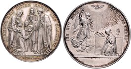 - Religion Lot von 3 Silbermedaillen (v. Neuss): 'Zur Erinnerung an die Heilige Firmung' (33,5mm 13,9g), 'Kämpfe den guten Kampf des Glaubens' (33,5mm...