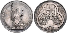 - Religion Silbermedaille 1905 (v. M.&W.) a.d. Bonifatius-Jubiläum in Fulda, i.Rd: 950 
40,5mm 25,6g vz