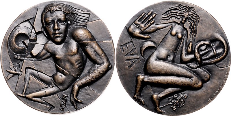 - Religion Bronzemedaille 1987 (v. Kauko Räsänen) auf Adam und Eva und den Sünde...