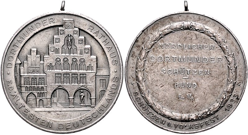 - Schützenmedaillen - Dortmund Versilberte Medaille 1933 (unsign.) a.d. Schützen...