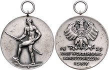 - Schützenmedaillen - Isny Silbermedaille 1929 (v. H. Netzer) a.d. 33. Württembergische Landesschießen, i.Rd: 900 Kaiser (M+W) 17. Nau 328. 
m. Orig....