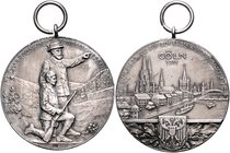 - Schützenmedaillen - Köln Silbermedaille 1911 (unsign.) a.d. XXVI. Rheinische Bundeschießen vom 16. bis 20 . Juli auf dem Kaiser Wilhelm Schießplatz,...