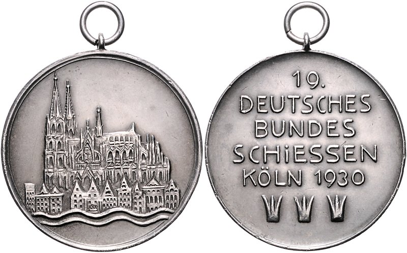 - Schützenmedaillen - Köln Silbermedaille 1930 a.d. 19. Deutsche Bundesschießen,...