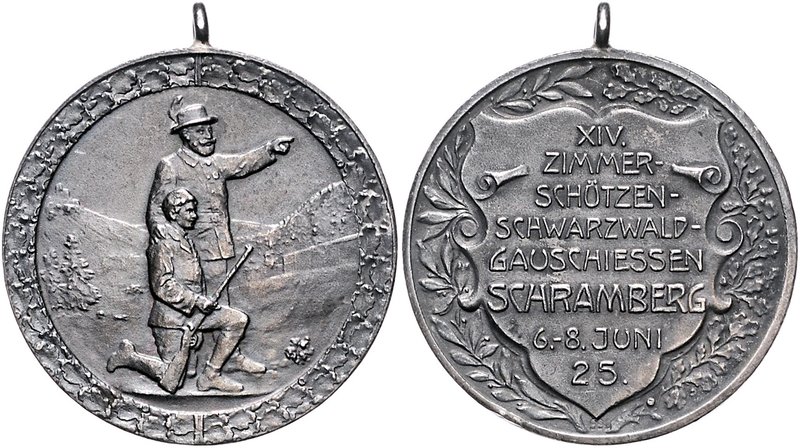 - Schützenmedaillen - Schramberg Silbermedaille 1925 (unsign.) a.d. 14. Zimmersc...