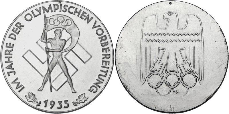 - Sport Eisengussmedaille 1935 (v. Lauchhammer) Im Jahre der Olympischen Vorbere...