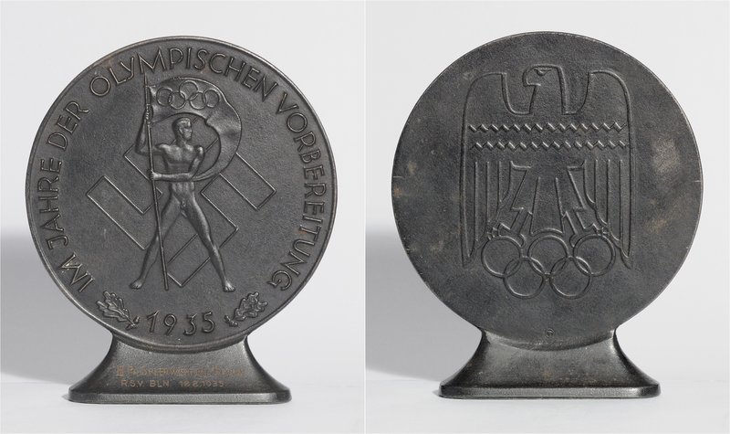 - Sport Eisengussmedaille 1935 (v. Lauchhammer) Im Jahre der Olympischen Vorbere...