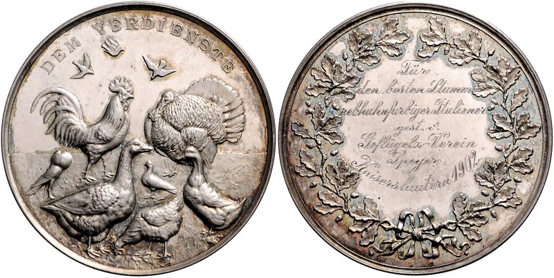 - Tiere und Landwirtschaft Silbermedaille 1902 (v. Oertel) Prämie des Geflügelzu...