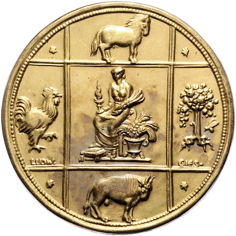 - Tiere und Landwirtschaft Vergold. Bronzemedaille o.J. einseitig (v. Ludwig Gie...